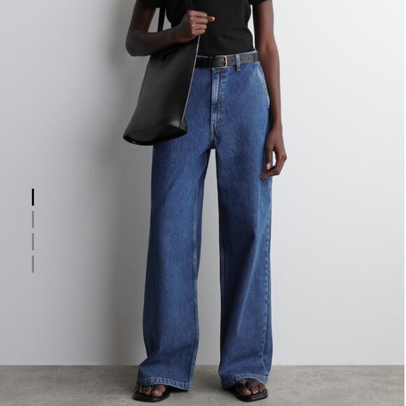 COS NEW NWT WIDE LEG DENIM JEANS HIGH WAISTED PANTS COTTON TROUSER US4 SMALL - Picture 1 of 8